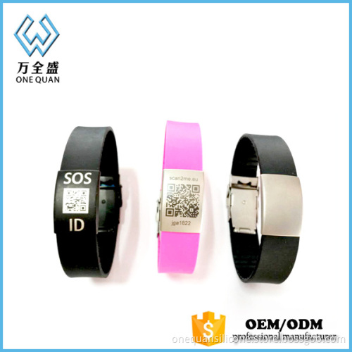 Silicone Stainless Steel Emergency Id Sports Bracelet
